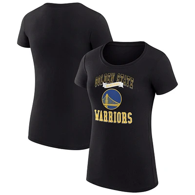 Women's G-III 4Her by Carl Banks Black Golden State Warriors Team Logo Fitted T-Shirt