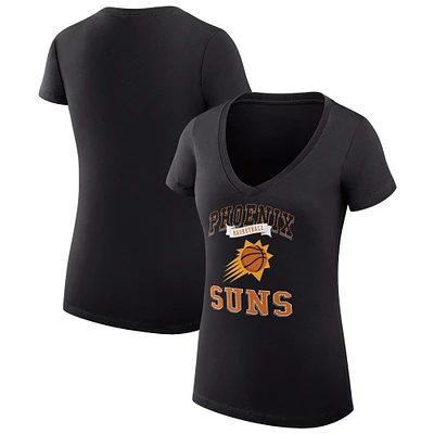 Women's G-III 4Her by Carl Banks Black Phoenix Suns Team Logo Fitted V-Neck T-Shirt