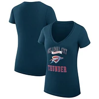 Women's G-III 4Her by Carl Banks Navy Oklahoma City Thunder Team Logo Fitted V-Neck T-Shirt