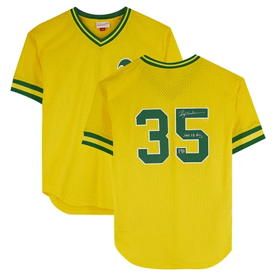 Rickey Henderson Athletics Autographed Gold Mitchell & Ness Batting Practice Replica Jersey with "1406 SB King" Inscription