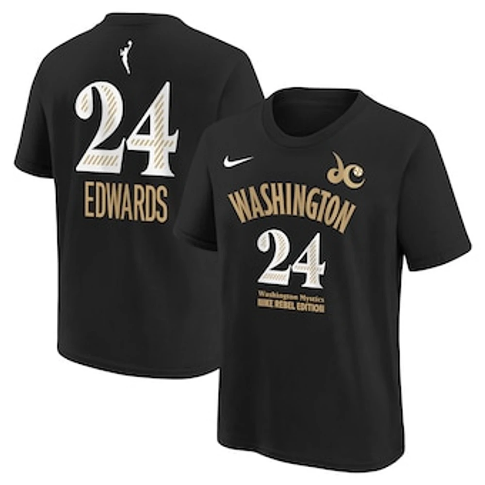 Youth Nike Aaliyah Edwards Black Washington Mystics Draft Rebel Edition Name & Number T-Shirt