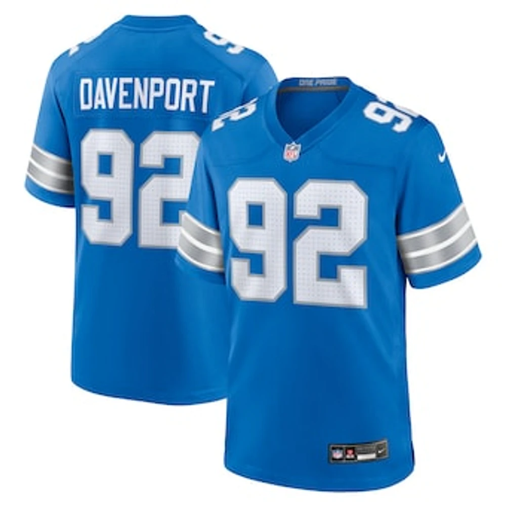 Men's Nike Marcus Davenport  Blue Detroit Lions Team Game Jersey