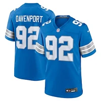 Men's Nike Marcus Davenport  Blue Detroit Lions Team Game Jersey