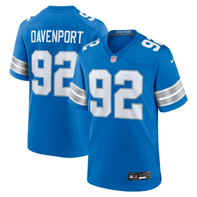 Men's Nike Marcus Davenport  Blue Detroit Lions Team Game Jersey