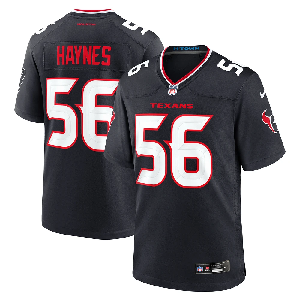 Men's Nike Marcus Haynes Navy Houston Texans Team Game Jersey