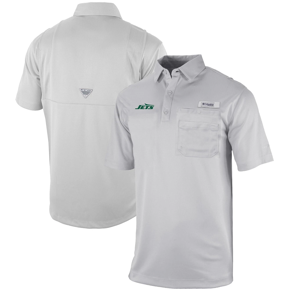 Men's Columbia Gray New York Jets Omni-Wick Flycaster Pocket Polo