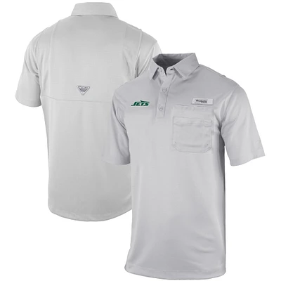 Men's Columbia Gray New York Jets Omni-Wick Flycaster Pocket Polo