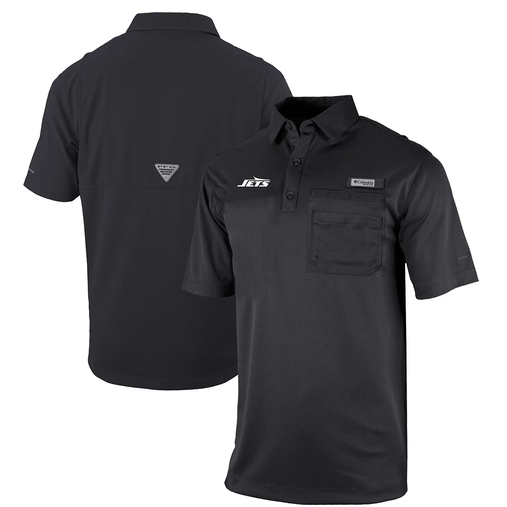 Men's Columbia Black New York Jets Omni-Wick Flycaster Pocket Polo