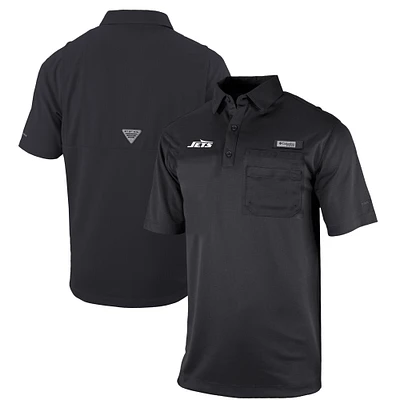 Men's Columbia Black New York Jets Omni-Wick Flycaster Pocket Polo
