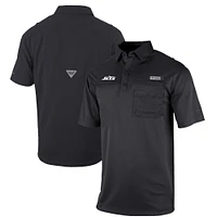 Men's Columbia Black New York Jets Omni-Wick Flycaster Pocket Polo