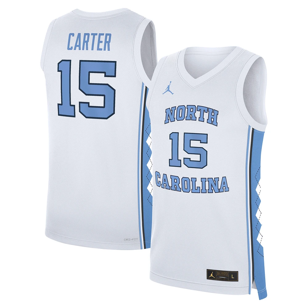 Men's Jordan Brand Vince Carter White North Carolina Tar Heels Replica Basketball Jersey