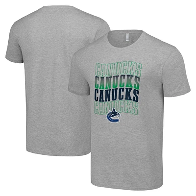 Men's Starter Heather Gray Vancouver Canucks Four Team Name Logo T-Shirt