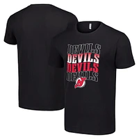 Men's Starter Black New Jersey Devils Four Team Name Logo T-Shirt
