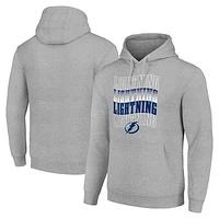 Men's Starter Heather Gray Tampa Bay Lightning Four Team Name Logo Fleece Pullover Hoodie