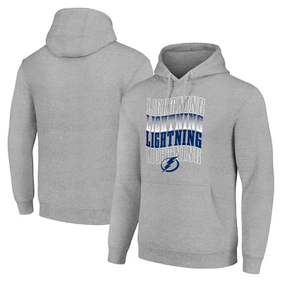 Men's Starter Heather Gray Tampa Bay Lightning Four Team Name Logo Fleece Pullover Hoodie