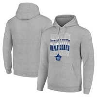 Men's Starter Heather Gray Toronto Maple Leafs Four Team Name Logo Fleece Pullover Hoodie