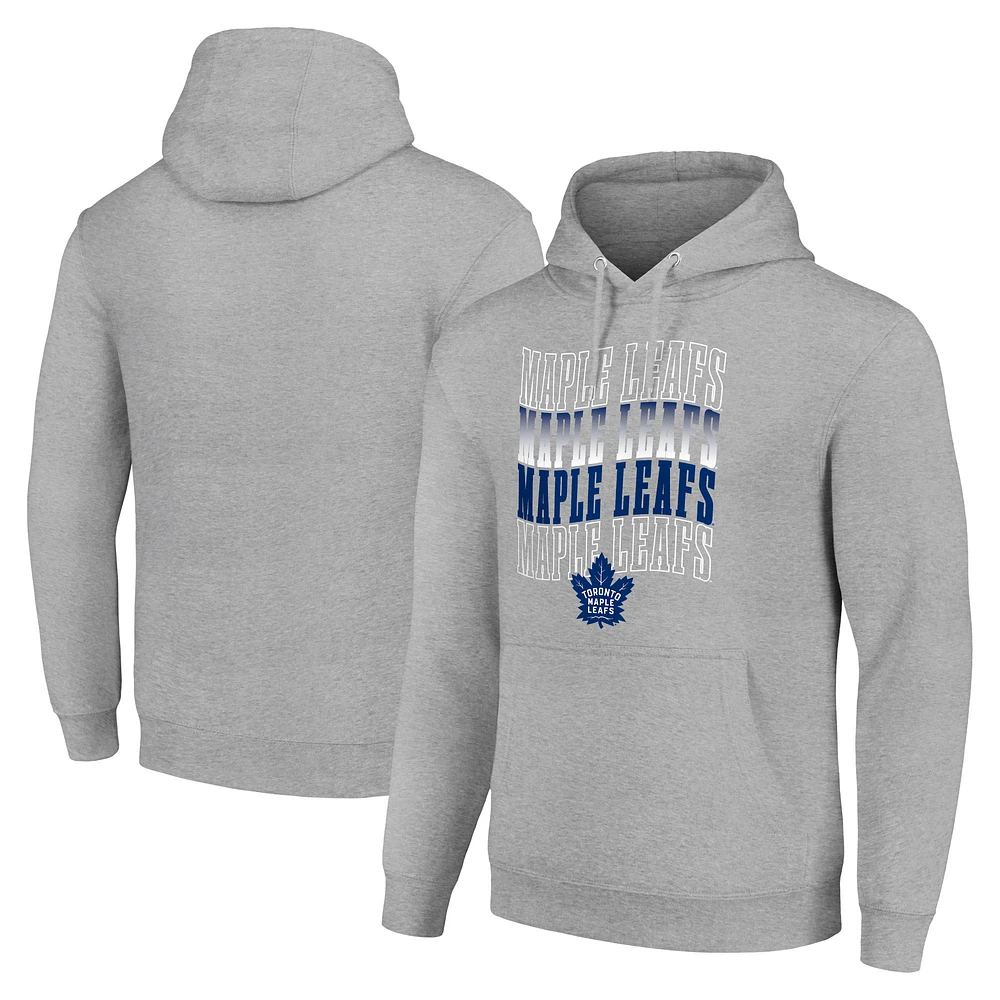 Men's Starter Heather Gray Toronto Maple Leafs Four Team Name Logo Fleece Pullover Hoodie