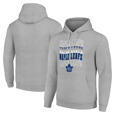 Men's Starter Heather Gray Toronto Maple Leafs Four Team Name Logo Fleece Pullover Hoodie