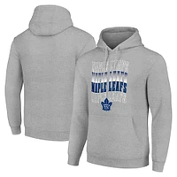 Men's Starter Heather Gray Toronto Maple Leafs Four Team Name Logo Fleece Pullover Hoodie