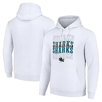 Men's Starter White San Jose Sharks Four Team Name Logo Fleece Pullover Hoodie
