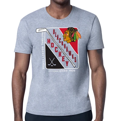 Men's Starter Heather Gray Chicago Blackhawks Shield Graphic T-Shirt