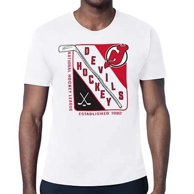 Men's Starter White New Jersey Devils Shield Graphic T-Shirt
