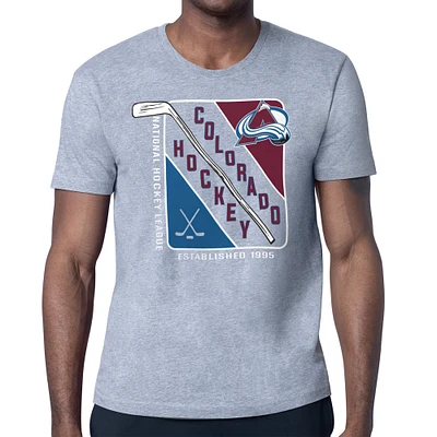 Men's Starter Heather Gray Colorado Avalanche Shield Graphic T-Shirt
