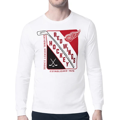 Men's Starter White Detroit Red Wings Shield Long Sleeve Graphic T-Shirt