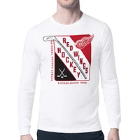 Men's Starter White Detroit Red Wings Shield Long Sleeve Graphic T-Shirt