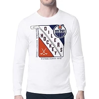 Men's Starter White Edmonton Oilers Shield Long Sleeve Graphic T-Shirt