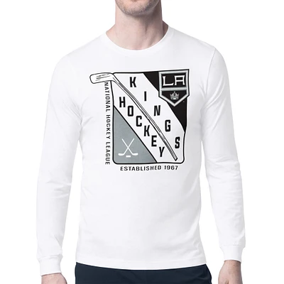 Men's Starter White Los Angeles Kings Shield Long Sleeve Graphic T-Shirt