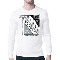 Men's Starter White Los Angeles Kings Shield Long Sleeve Graphic T-Shirt