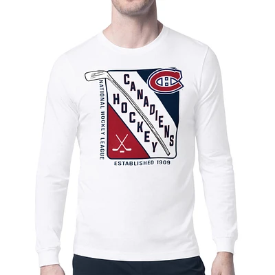 Men's Starter White Montreal Canadiens Shield Long Sleeve Graphic T-Shirt