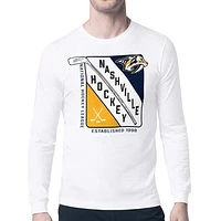 Men's Starter White Nashville Predators Shield Long Sleeve Graphic T-Shirt