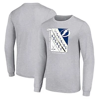 Men's Starter Heather Gray Tampa Bay Lightning Shield Long Sleeve Graphic T-Shirt