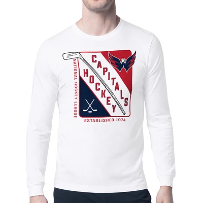 Men's Starter White Washington Capitals Shield Long Sleeve Graphic T-Shirt