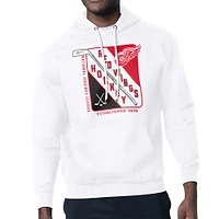 Men's Starter White Detroit Red Wings Shield Logo Pullover Hoodie