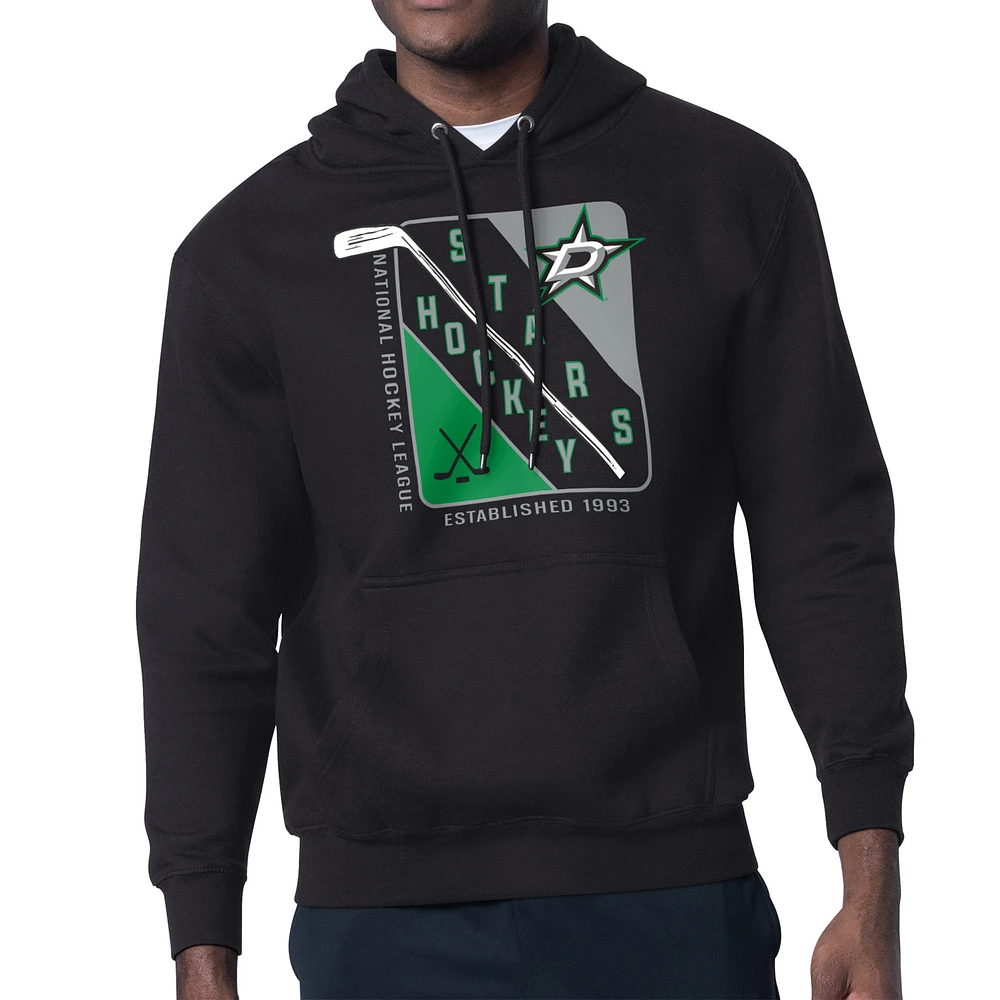 Men's Starter Black Dallas Stars Shield Logo Pullover Hoodie