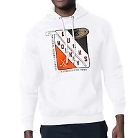Men's Starter White Anaheim Ducks Shield Logo Pullover Hoodie