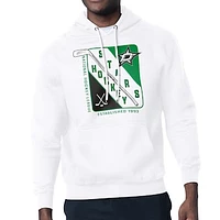 Men's Starter White Dallas Stars Shield Logo Pullover Hoodie