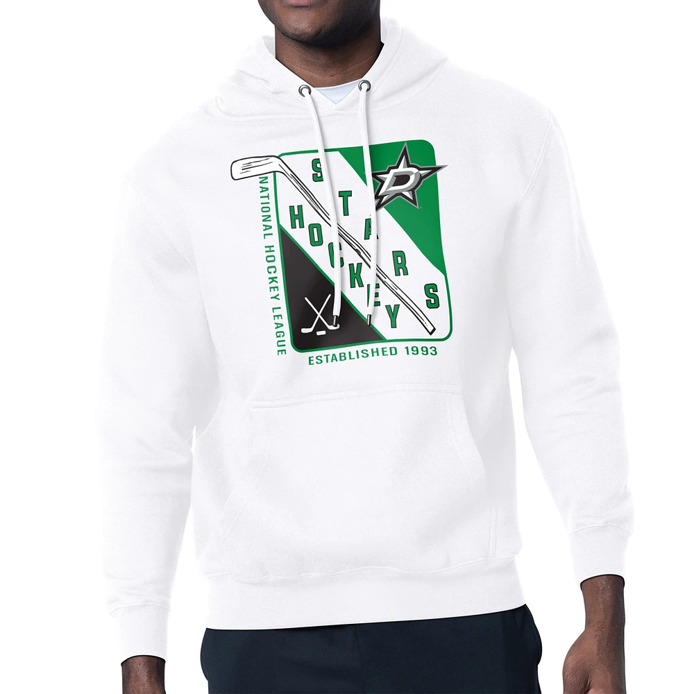 Men's Starter White Dallas Stars Shield Logo Pullover Hoodie