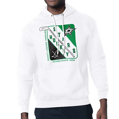 Men's Starter White Dallas Stars Shield Logo Pullover Hoodie