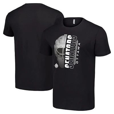 Men's Starter Black Ottawa Senators Half Helmet Logo T-Shirt