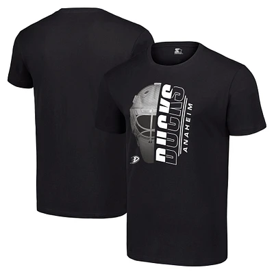 Men's Starter Black Anaheim Ducks Half Helmet Logo T-Shirt