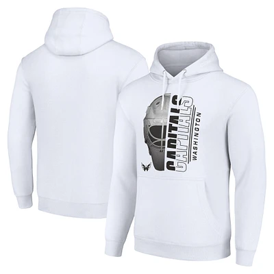 Men's Starter White Washington Capitals Half Helmet Fleece Pullover Hoodie