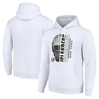 Men's Starter White New York Islanders Half Helmet Fleece Pullover Hoodie