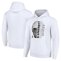 Men's Starter White Chicago Blackhawks Half Helmet Fleece Pullover Hoodie