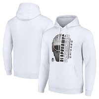 Men's Starter White Chicago Blackhawks Half Helmet Fleece Pullover Hoodie