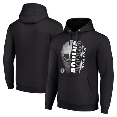 Men's Starter Black Boston Bruins Half Helmet Fleece Pullover Hoodie