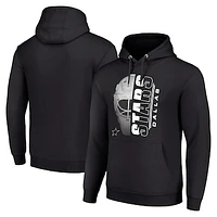 Men's Starter Black Dallas Stars Half Helmet Fleece Pullover Hoodie